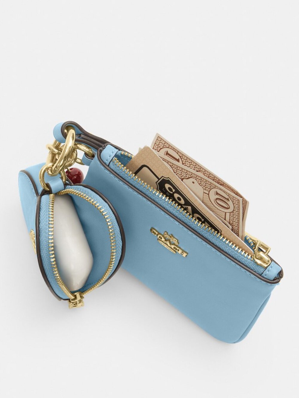 Coach Outlet Wristlet And Heart Pouch With Charm NWOT